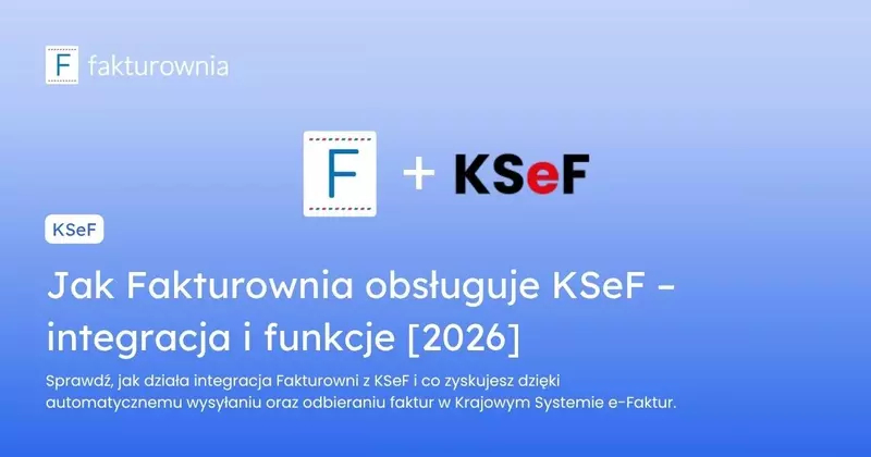 Logo Fakturowni i KSeF na niebieskim tle