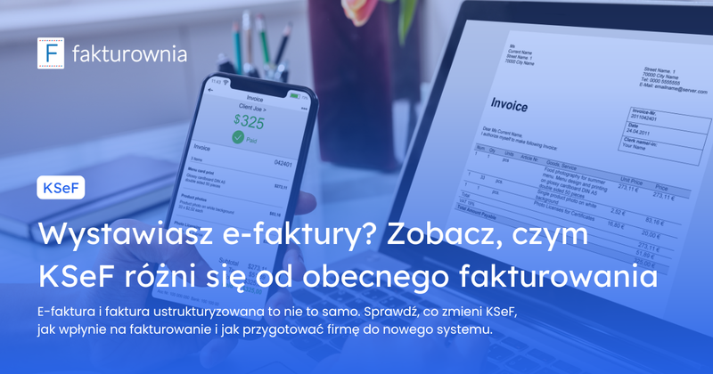 Ekran komputera z fakturą elektroniczną i telefon z ekranem do płatności