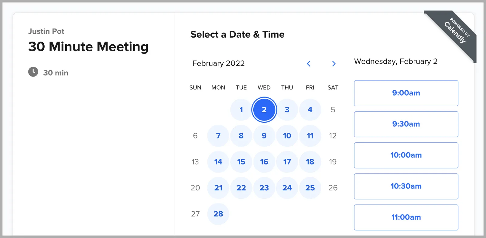 Schedule meeting with Calendly