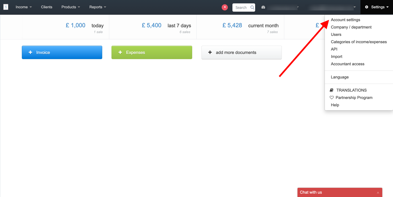 enabling pro forma invoice in account settings in InvoiceOcean