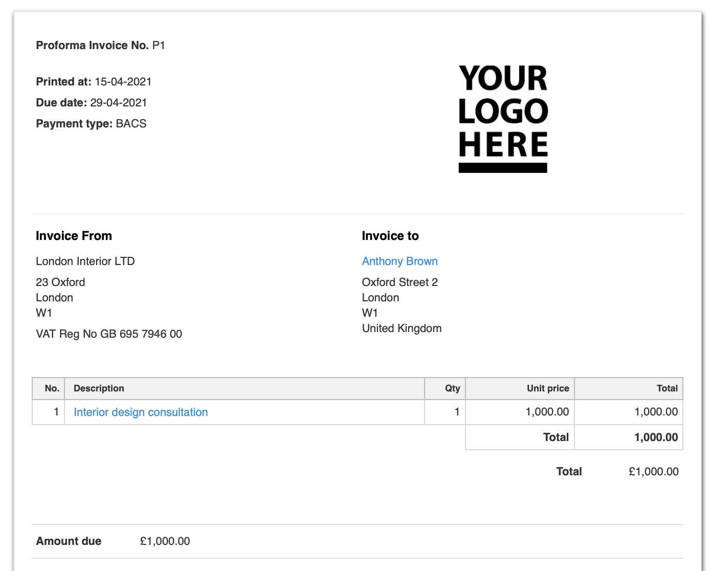 Download Simple Proforma Invoice Template Doc Pictures