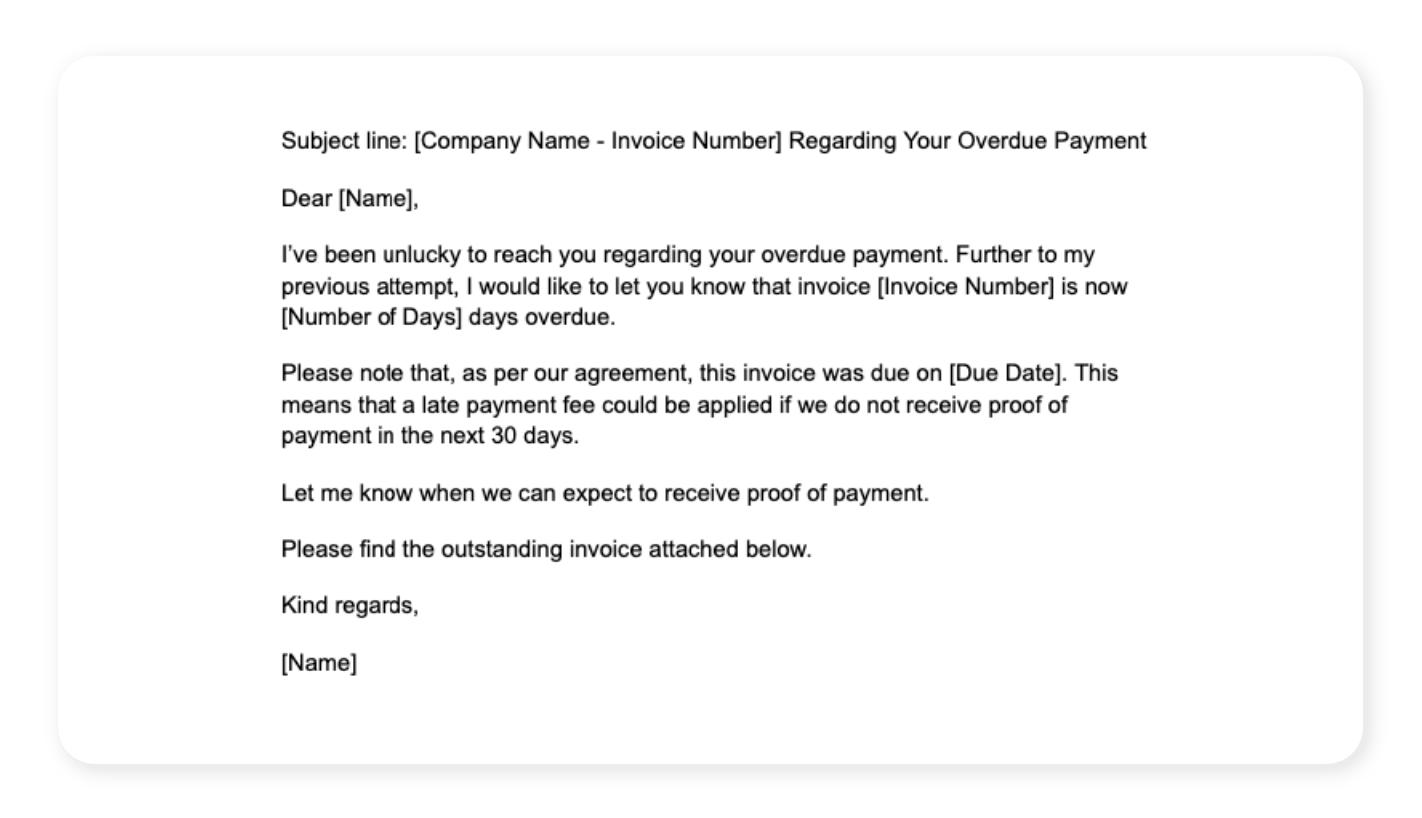 regarding overdue payment