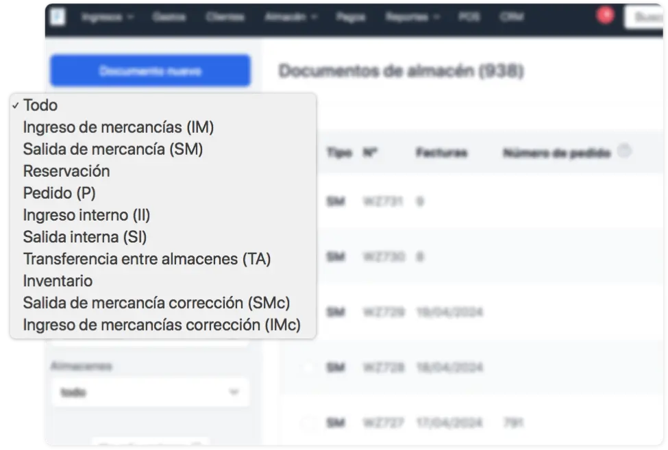 Emisión automática de documentos de almacén