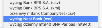 lista banków do płatności w fkaturowni  Nest Bank oraz BNP Paribas