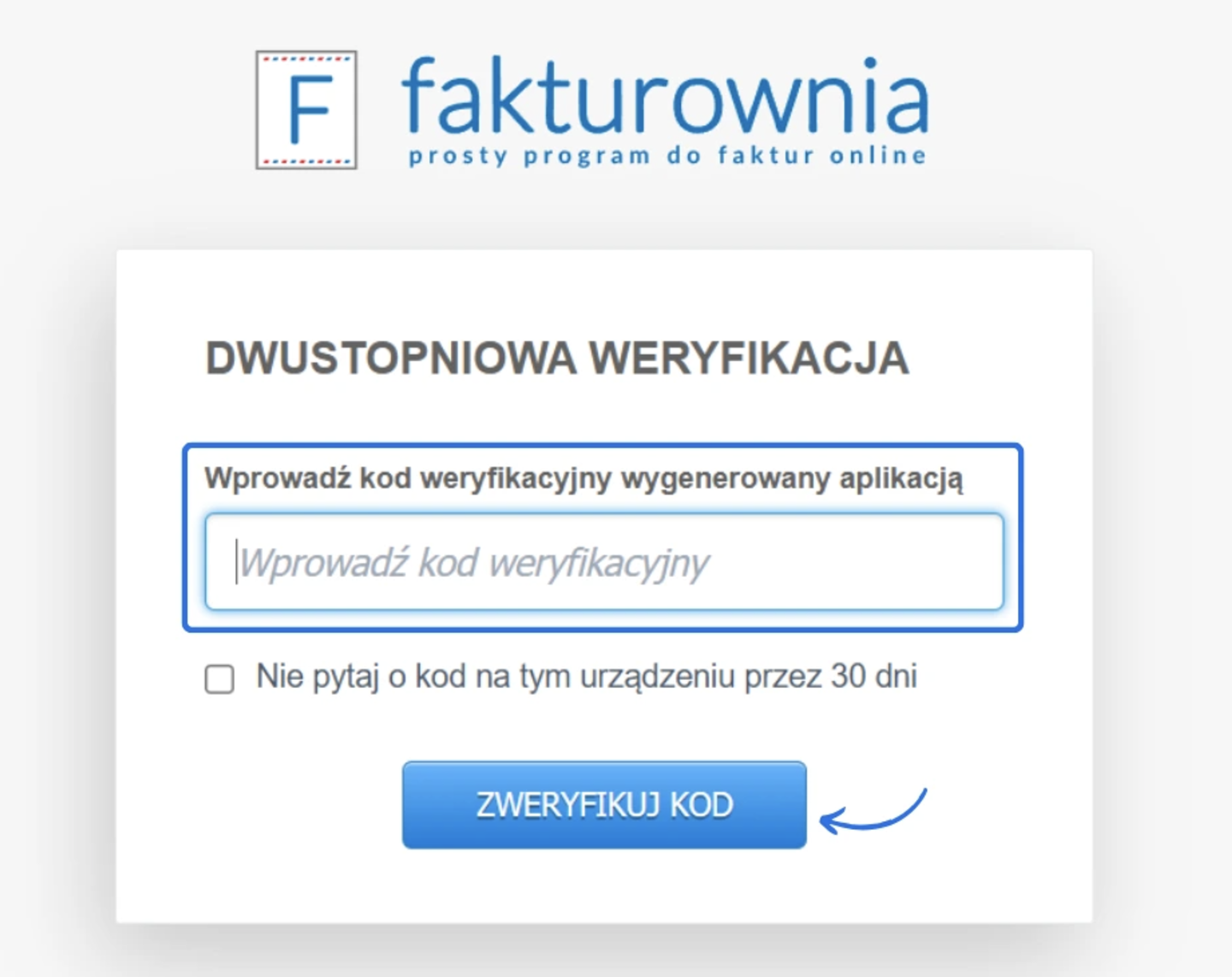 Logowanie do Fakturowni za pomocą Google Authenticator