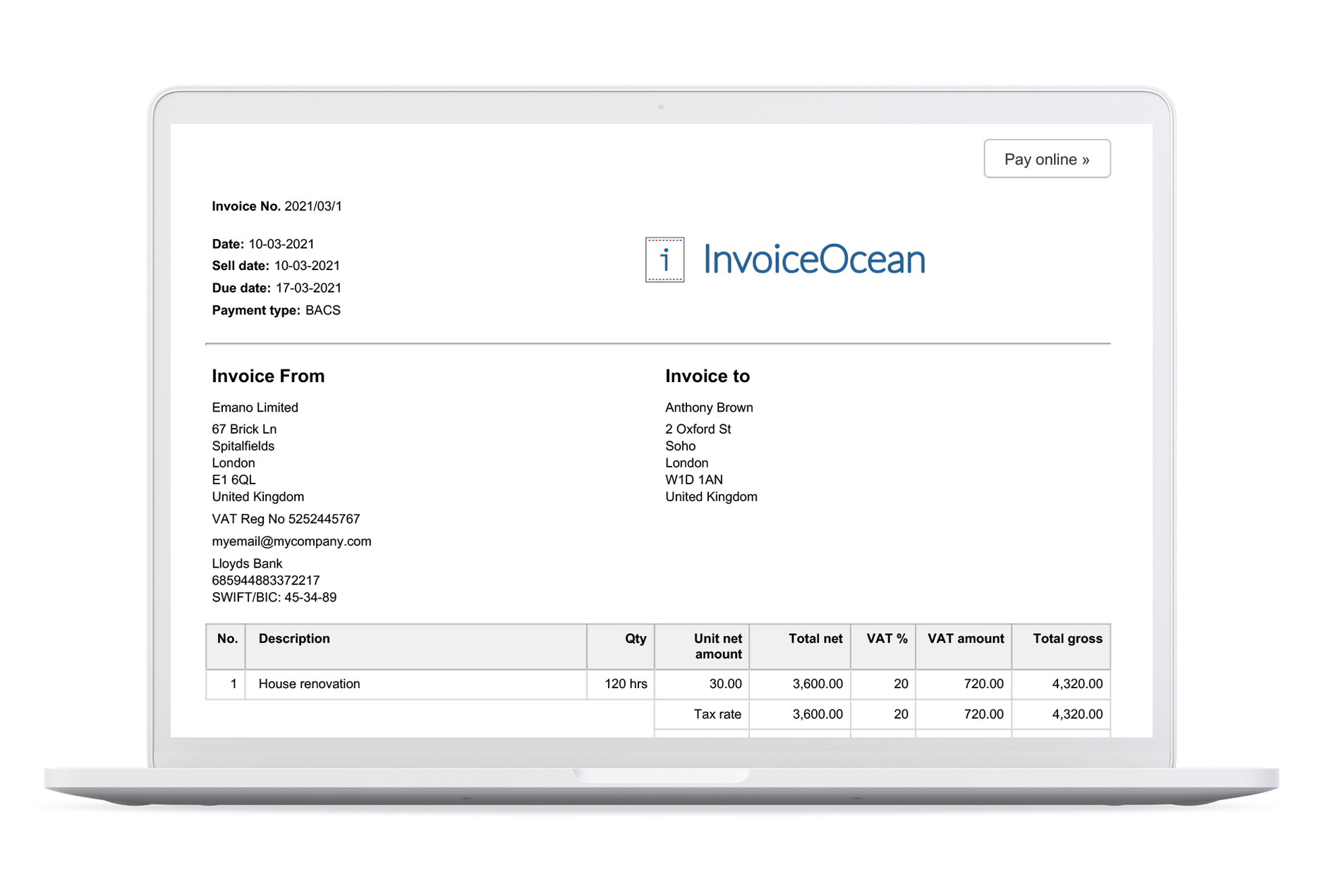 invoice on microsoft word