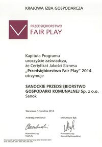 certyfikat, fair play