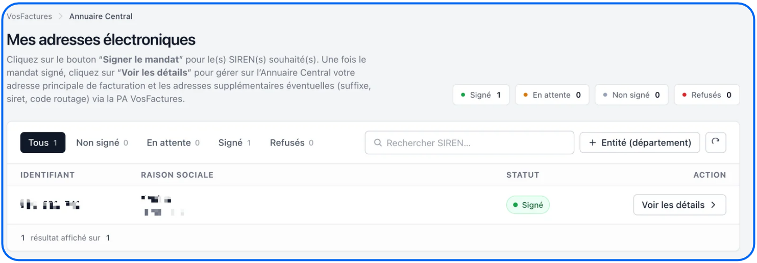 Gestion des Adresses électroniques de Plateforme Agréée pour la facturation électronique France