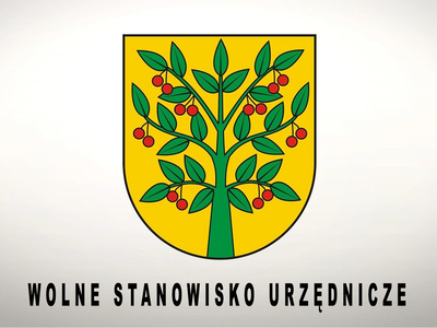 Herb gminy z napisem "wolne stanowisko urzędnicze"